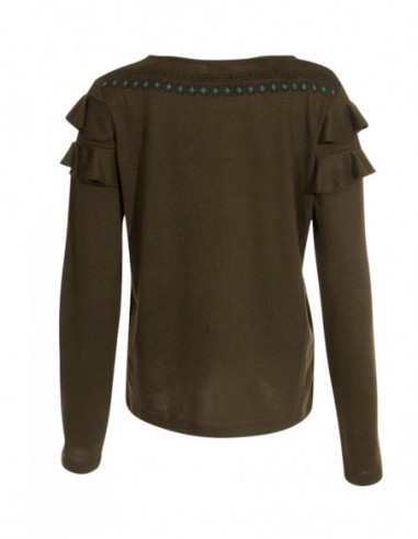 Pull femme boho chic avec volant uni