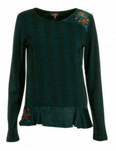 Pull chevrons romantique bohème avec broderies 2