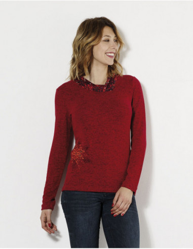 Pull femme brodé