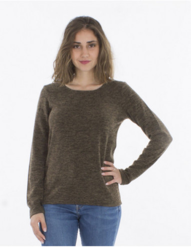 Pull chiné basique à col rond