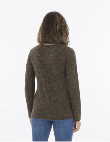 Basic mottled sweater with round neck