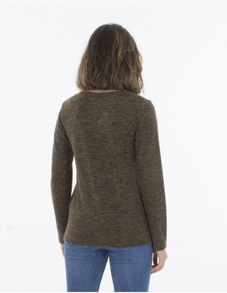 Basic mottled sweater with round neck