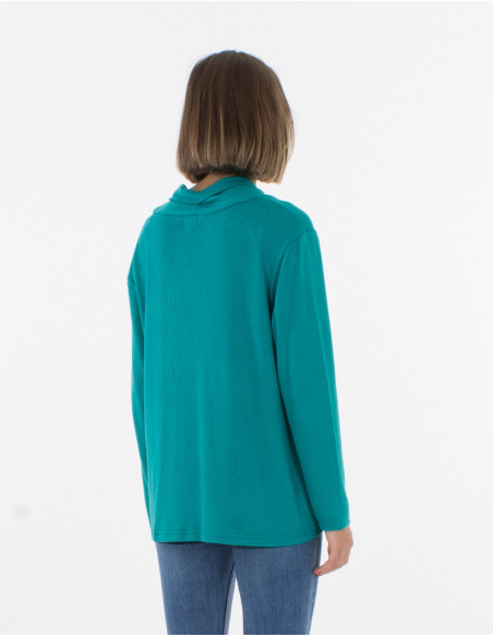Pull d'hiver femme confortable et ample bleu émeraude