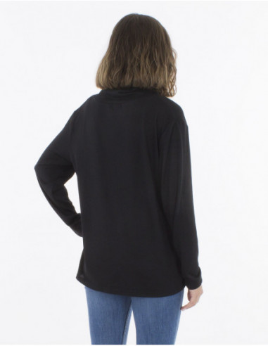 Pull ample et large pour l'automne avec col tombant uni noir