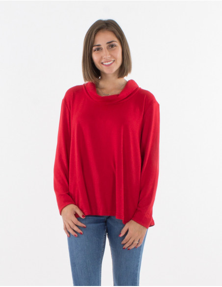 Feminine flowing jumper with drop neck