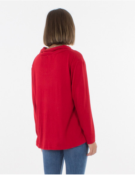 Pull d'hiver femme confortable et ample rouge