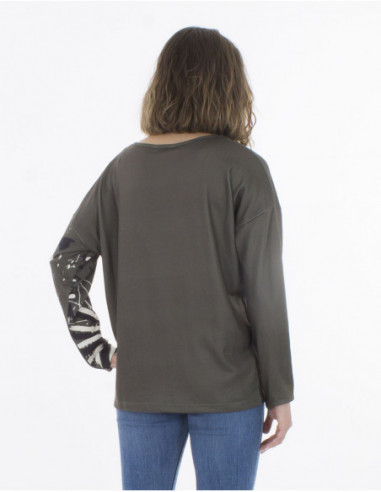 Pull léger doux pour l'hiver avec imprimé sur le côté