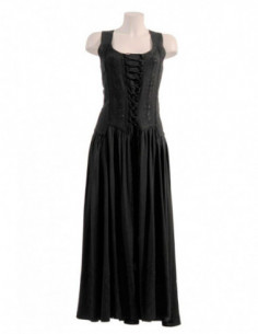 Robe longue originale style médiévale à lacets beige 2