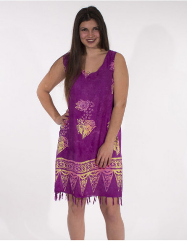 Rayon long dress with franges