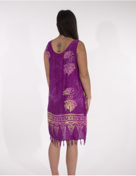 Rayon long dress with franges