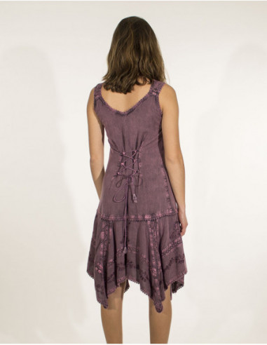 Robe courte originale mauve bohème avec broderies