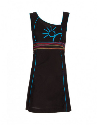 Robe d'été original baba cool motif soleil noir