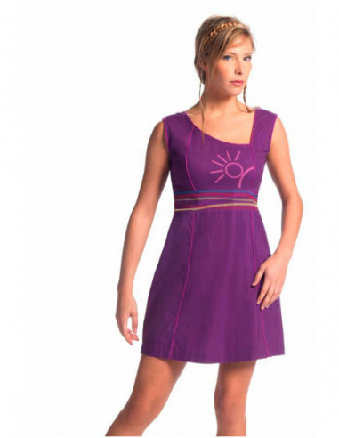 Robe d'été original baba cool motif soleil violet