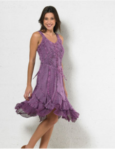 Robe mi-longue originale princesse brodée violet