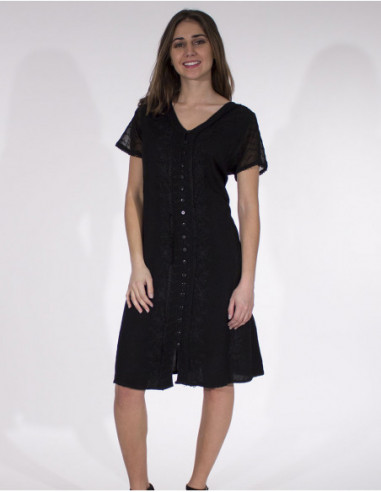 Robe chemise originale chic unie noire