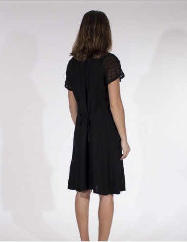 Rayon dress with short sleeves