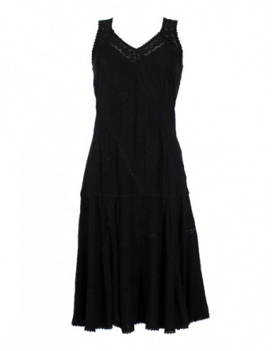 Robe chic originale brodée noire