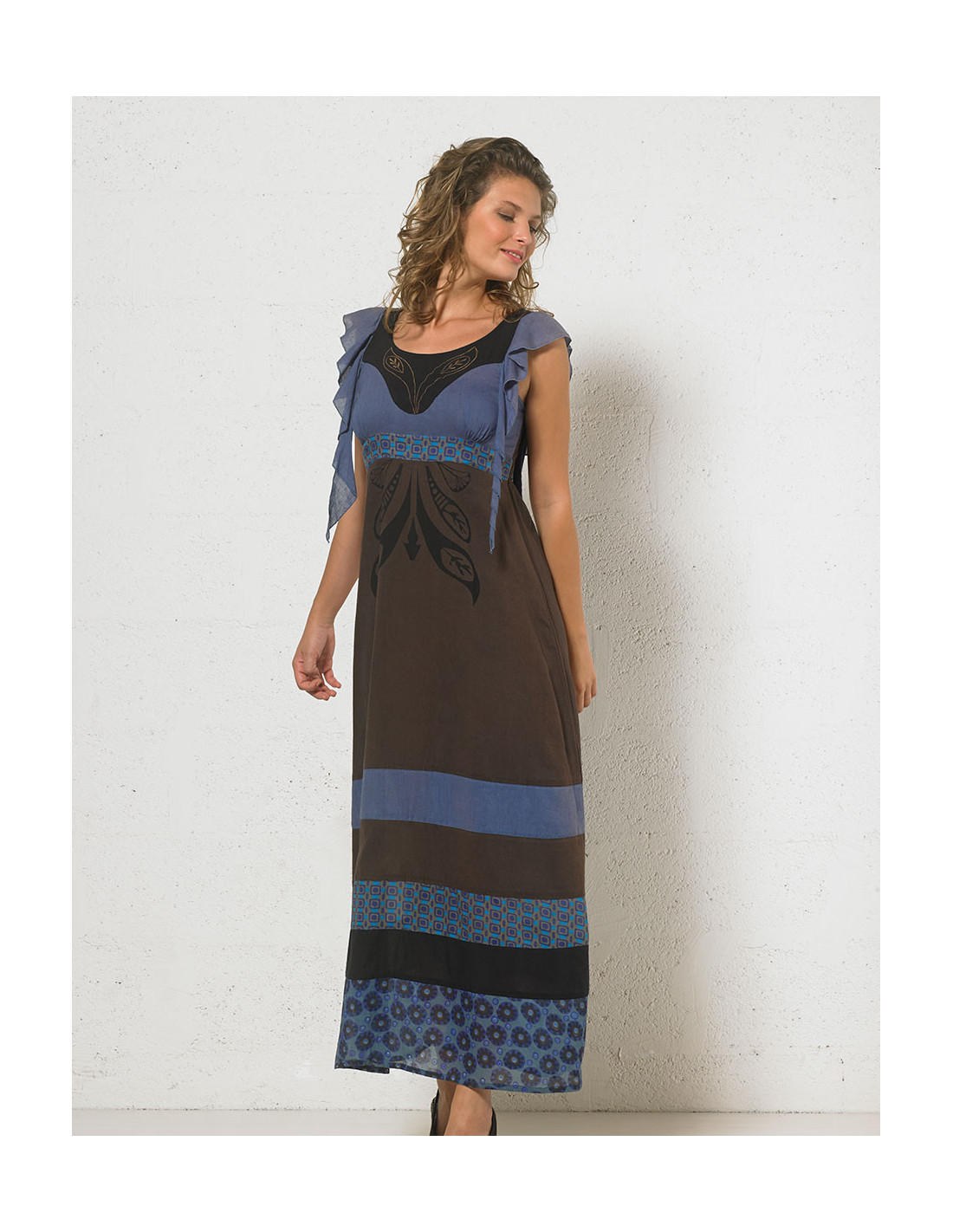 Robe longue coton doublée