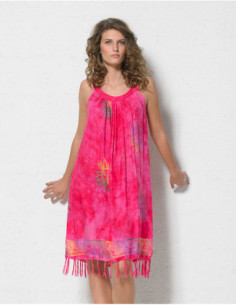 Rayon minidress with fringes