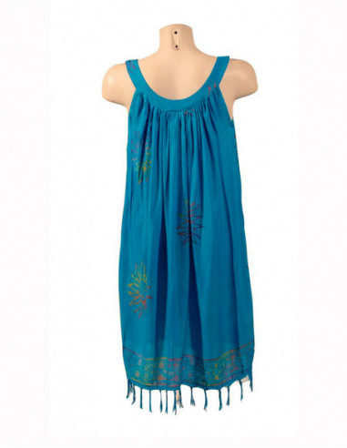 Rayon minidress with fringes
