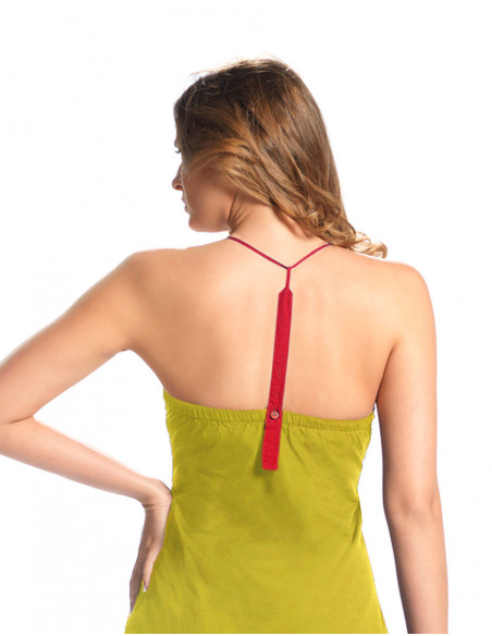 Dos original sexy de robe courte ethnique multicolore vert anis