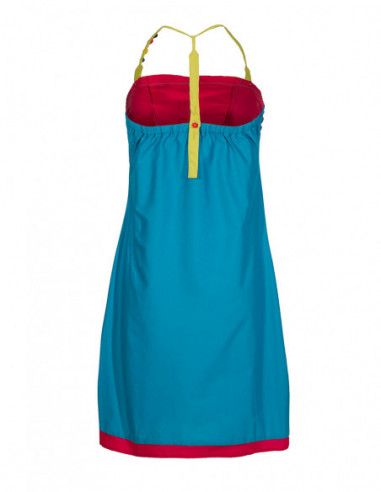 Dos original sexy de robe courte ethnique multicolore bleu