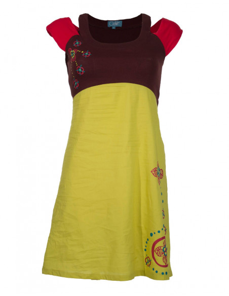 Robe Coton Tissee Buste Maille