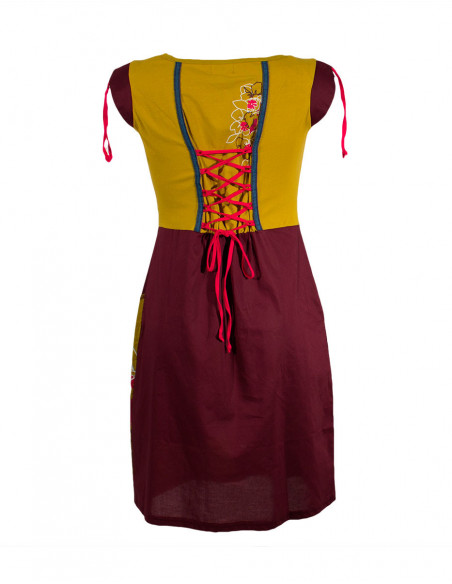 Dos de robe automnale originale baba cool avec lacet dans le dos vert anis