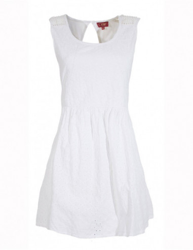 Cotton plain dress with embroideries