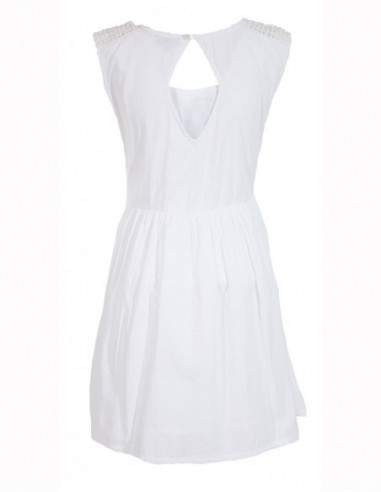 Cotton plain dress with embroideries