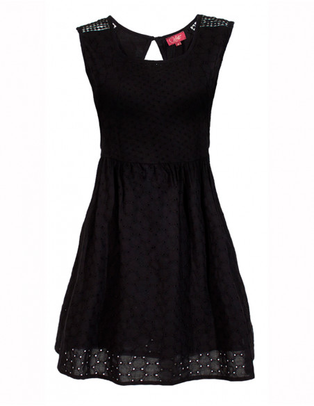 Cotton plain dress with embroideries