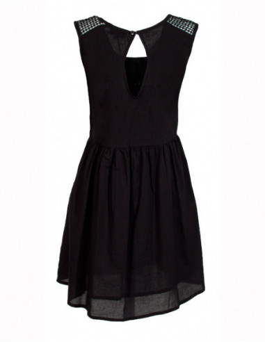 Cotton plain dress with embroideries