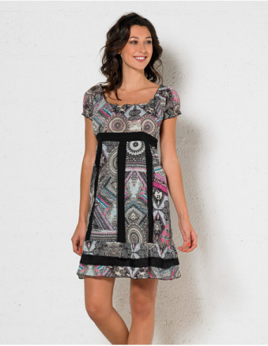 Robe courte coton imprimée doublée