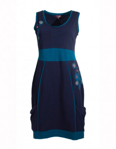 Robe courte effet boule sans manches originale ethnique