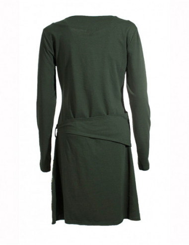 Dos de robe ethnique aztèque originale pour l'hiver vert kaki