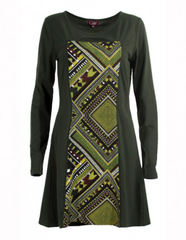 Robe courte fluide pour l'hiver imprimé aztèque hippie