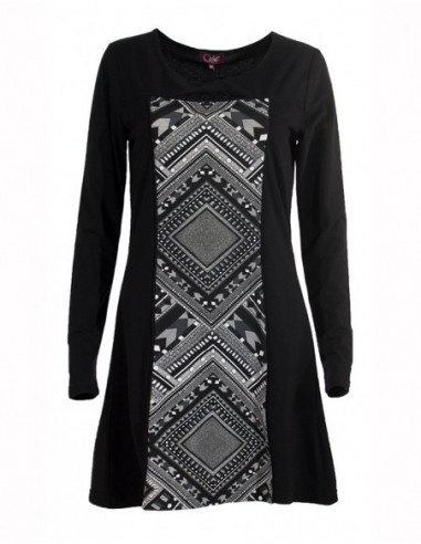 Robe courte fluide pour l'hiver imprimé aztèque hippie