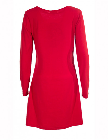 Dos de robe courte fluide pour l'hiver imprimé aztèque hippie rouge