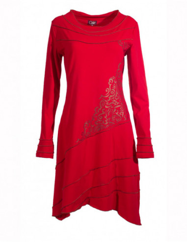 Robe manches longues style tribal