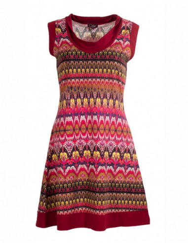 Robe courte d'hiver imprimé maille aztèque ethnique rouge