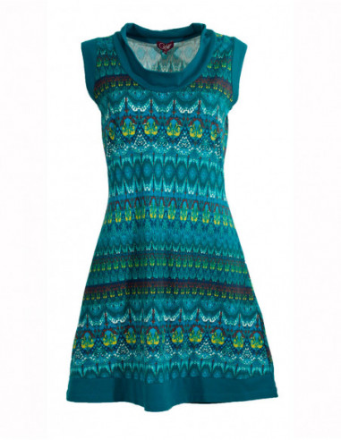 Robe courte d'hiver imprimé maille aztèque ethnique