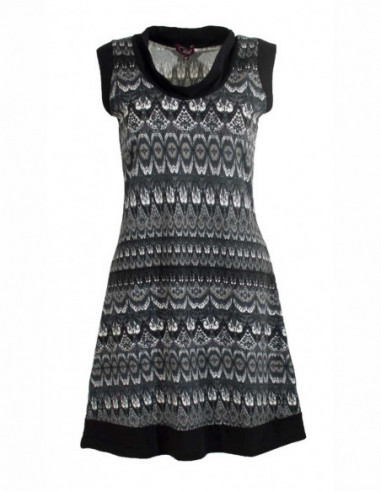 Robe courte d'hiver imprimé maille aztèque ethnique