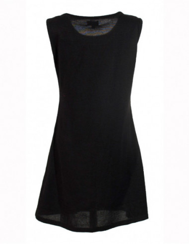 Dos de robe courte sans manches à imprimé arabesques noir