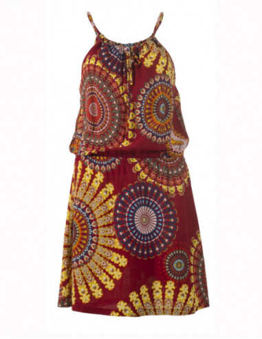 Robe courte originale baba cool grosses rosaces