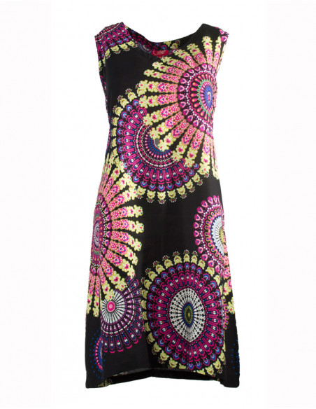 Robe courte droite originale baba cool noire