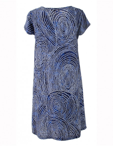 Dos de robe droite ethnique baba cool bleu