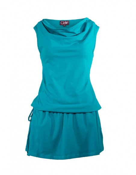 Robe courte pour l'été unie basique bleu turquoise
