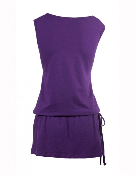 Robe courte pour l'été unie basique prune