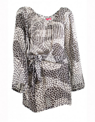 Robe courte ample féminine imprimé animal noir