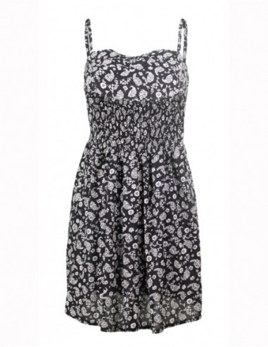 Minirobe originale romantique à imprimé petites fleurs noires